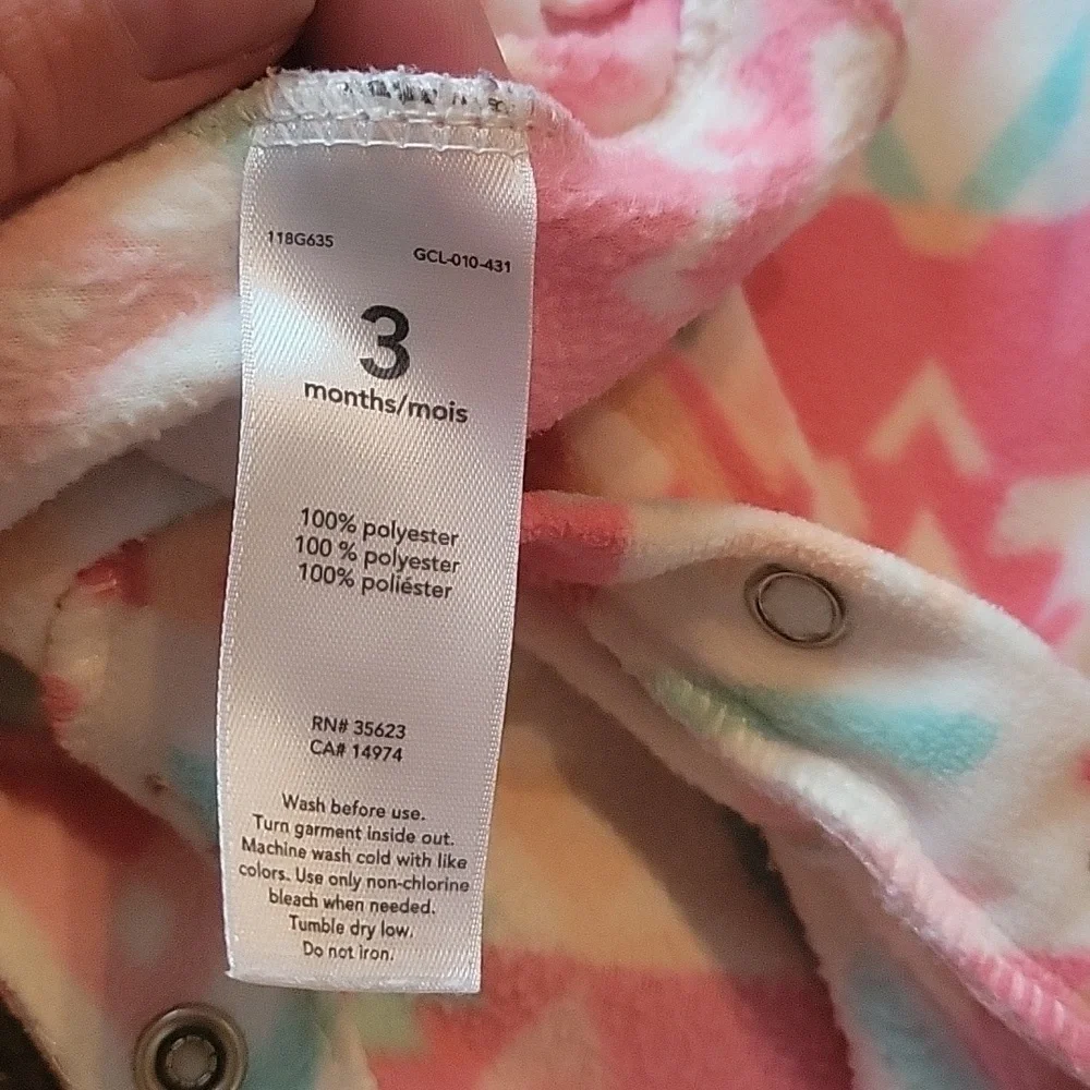 Carter's Fleece Hooded footless onesie jumpsuit aztek print size 3 mo